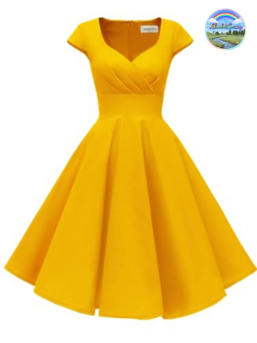 Women's Cap Sleeve Sweetheart Neck Retro Vintage Cocktail Swing Dress Pocket